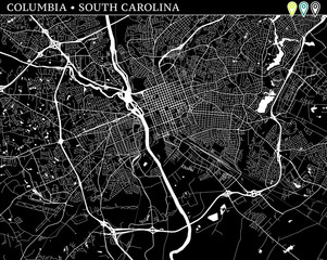 Simple map of Columbia, South Carolina