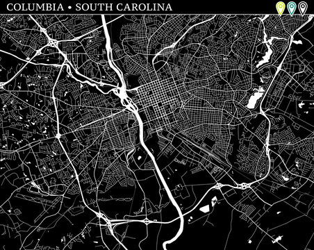 Simple map of Columbia, South Carolina