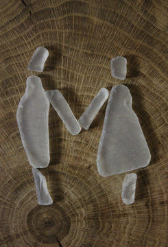 A couple (girl and boy) from white sea glass