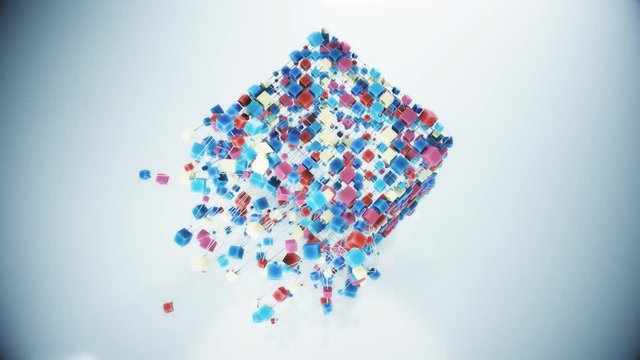 4K Abstract Cubic Network. Seamless loop