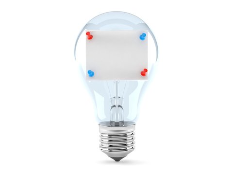 Light bulb with note
