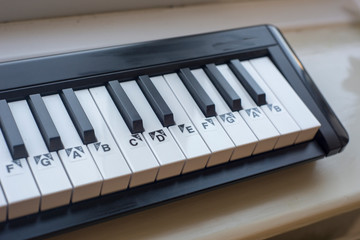 Piano keys on a keyboard