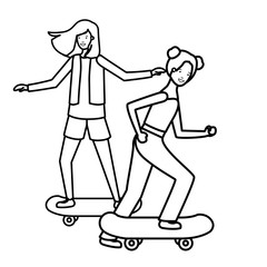 young girls practicing sport characters