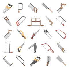 Twenty-five different types of hand saws