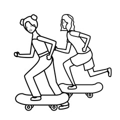 young girls practicing sport characters