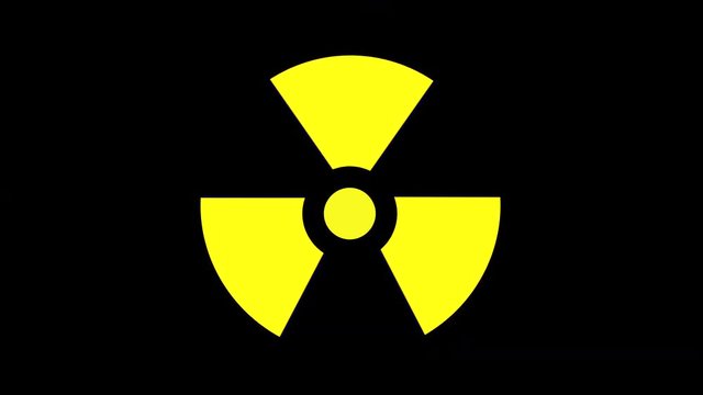 Flashing radioactive warning symbol - seamless looping.
