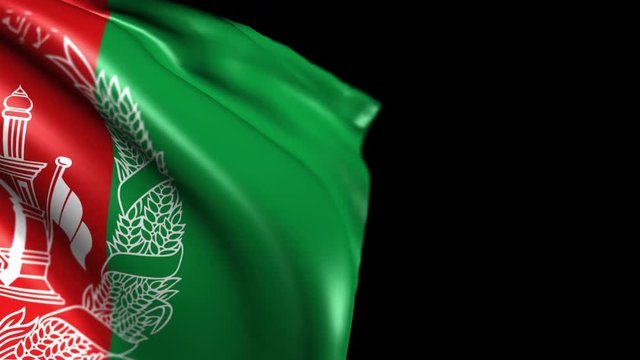 Flag of Afghanistan. Animated Slow pan to the right over black background. Transition element