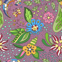 Vector floral background with hand made pattern.