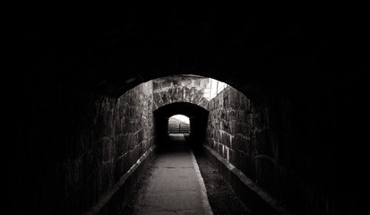 Old creepy underground stone tunnel. Halloween Locations