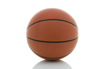 Basketball isolated on a white background as a sports and fitness symbol of a team leisure activity playing with a leather ball dribbling and passing in competition tournaments.