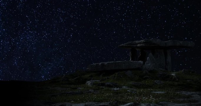 A night-lapse of Poulnabrone Dolmen in the Burren County Clare Ireland. Includes footage of the milky way and shooting stars.