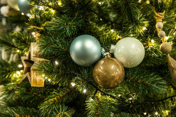 background of christmas tree with decorations