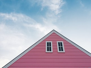 Beautiful colorful house and blue sky background