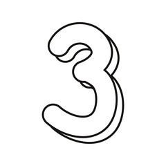 outlined number three on white background
