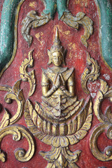 Native Thai style carving decorated at the temple in Thailand