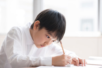 Student studying in classroom