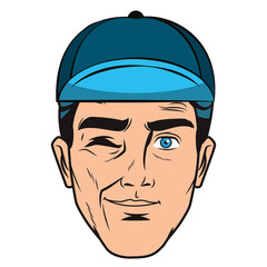 Pop art man face cartoon