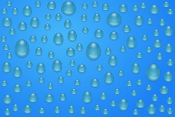 Water background with drops. Bright blue design