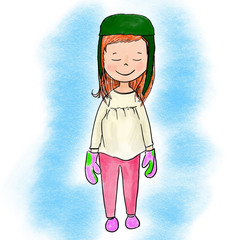 girl in green hat