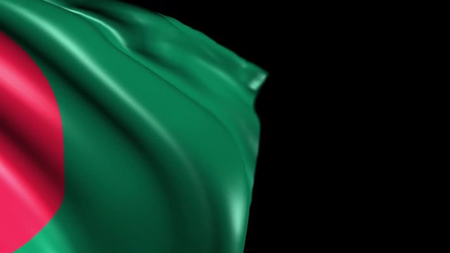 Flag of Bangladesh. Animated Slow pan to the right over black background. Transition element