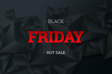 Black Friday sale poster. Commercial discount event banner. Black background. Banner, card, copy space. Mockup, layout. Creative background