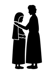 virgin mary pregnancy and saint joseph silhouettes