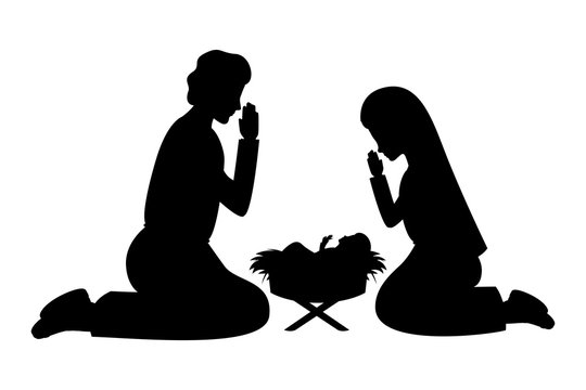 holy family silhouettes manger characters