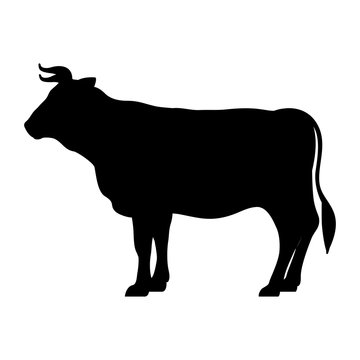 cute ox silhouette manger character