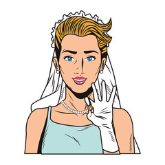 Pop art bride profile cartoon