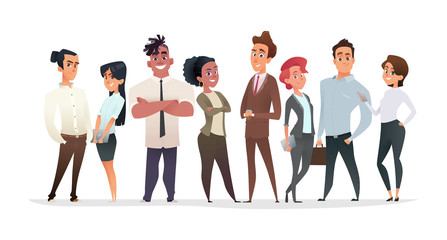 Collection of charming young businessmen and managers. Flat modern cartoon style.