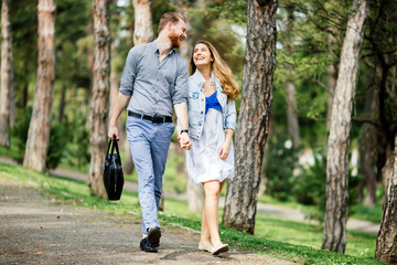 Fototapeta premium Beautiful couple taking a walk in nature