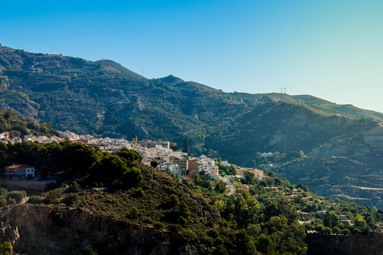 Granada, Spain; October 13, 2018: Views of the town of Lanjar&oacute;n in the Alpujarra Granadina