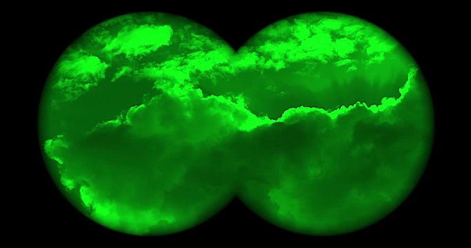 Searching the sky with night vision binoculars.