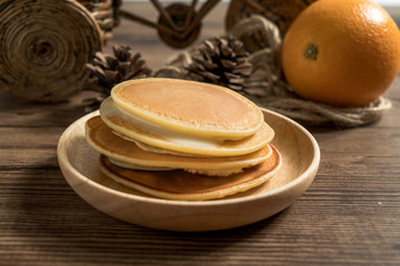 dorayaki with wood grain background