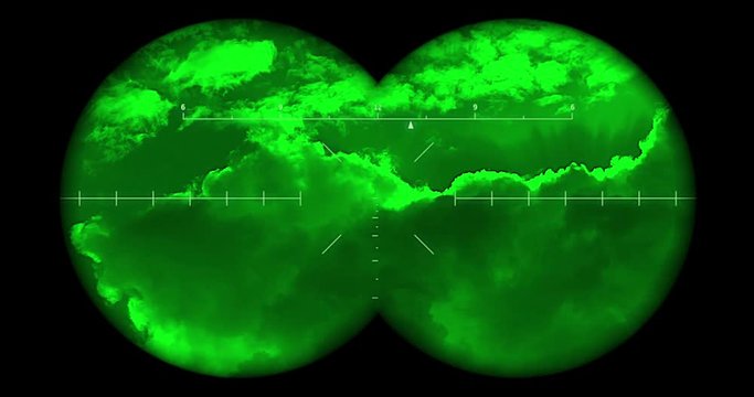 Searching the sky with night vision binoculars includes complex reticle - version 2.