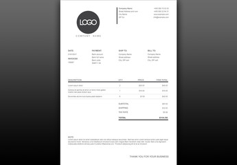 Black and White Invoice Layout