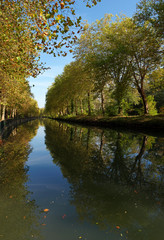 Fototapeta na wymiar Canal of the Loing river in Loiret region