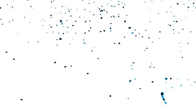 Black and blue particles floating on a white background - full hd