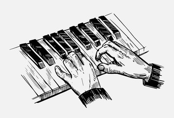 Fototapeta premium Sketch of piano keys. Hand drawn illustration converted to vector