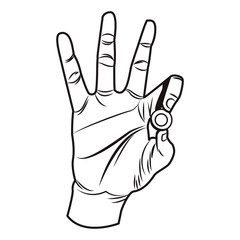 Hand with wedding ring pop art