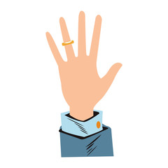 Hand with wedding ring pop art