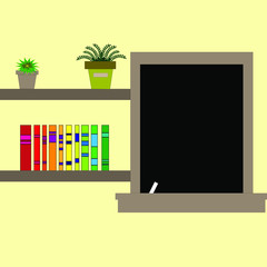 Classroom interior. Bookshelf. Classroom