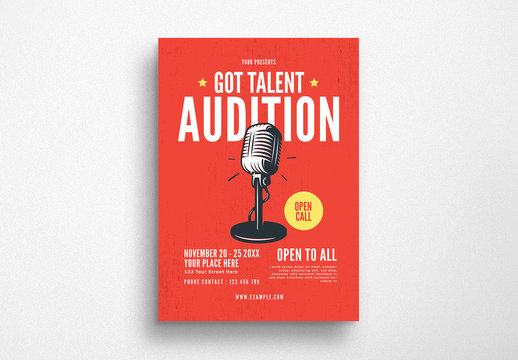 Flyer Layout with Microphone Illustration