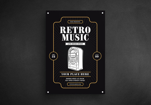 Retro Music Flyer Layout with Jukebox Illustration