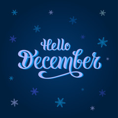 Naklejka na ściany i meble Vector illustration of hello december for typography poster, logotype, flyer, banner, greeting card or postcard.