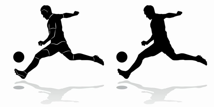 silhouette of soccer player, vector draw