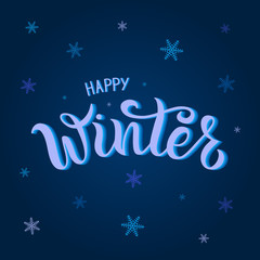 Fototapeta na wymiar Vector illustration of happy winter text for typography poster, logotype, flyer, banner, greeting card or postcard.