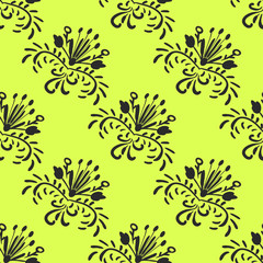 floral ornament in light green black colors