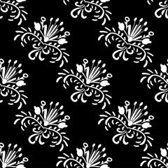 Obraz premium Floral ornament in black and white colors