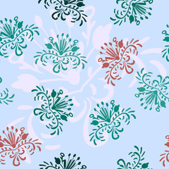 Colorful floral ornament on a light blue color